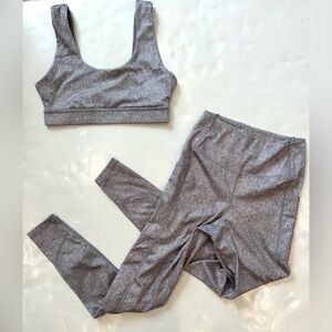 Glyder Ladies High Waist Leggings And Bra Set Grey Static Size Small